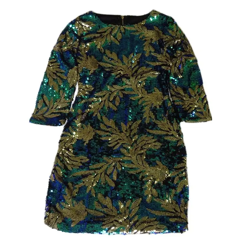 Женское платье-мини с круглым вырезом рукавом 3/4 | Женская одежда