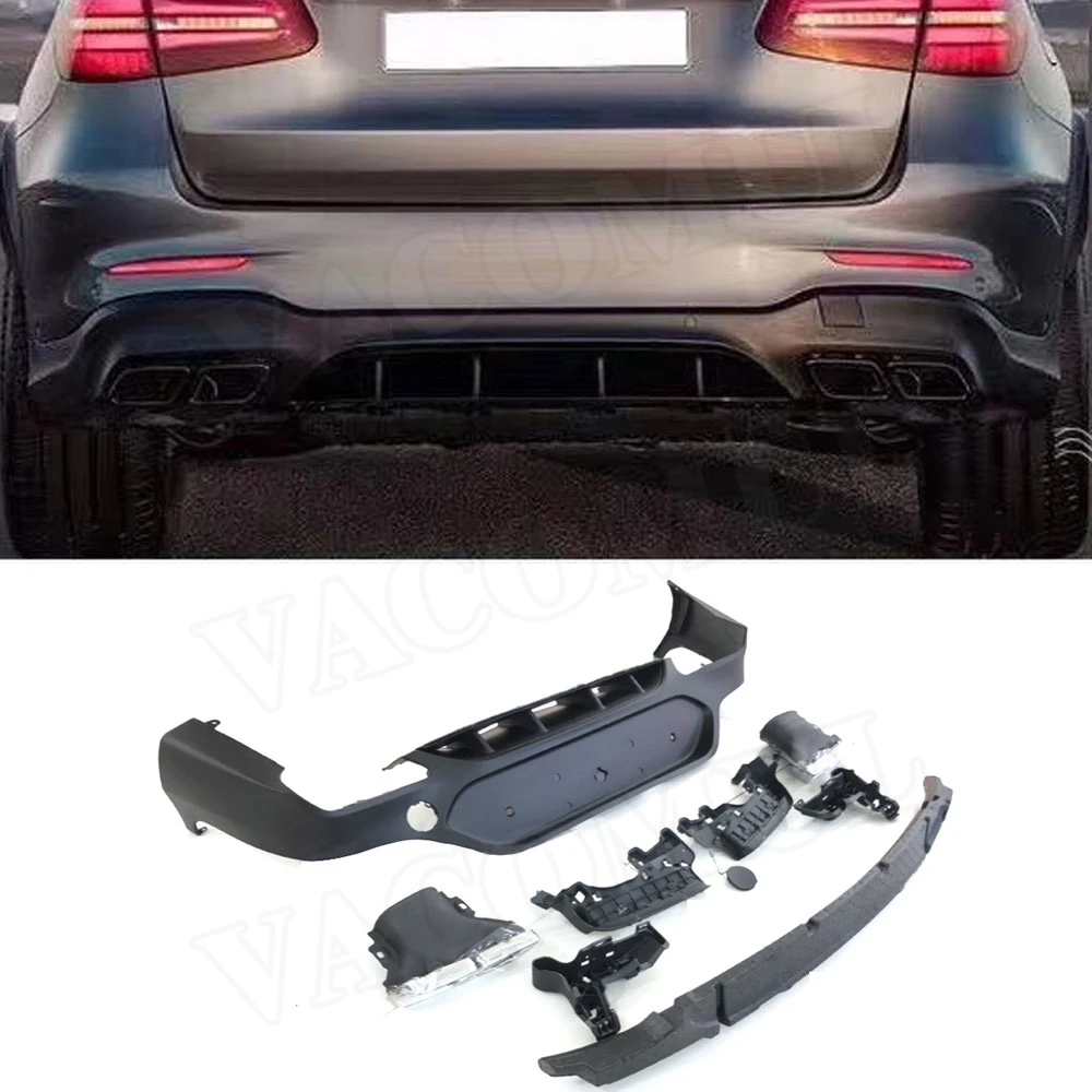 

PP Rear Diffuser with Exhaust Tips for Mercedes Benz GLC C253 GLC300 GLC43 Coupe GLC63S 2017-2019 Car Styling Rear Lip