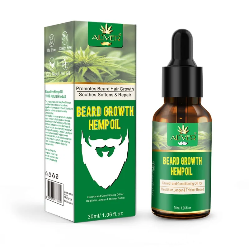 Men Liquid Beard Growth Essential HEMP Oil Fast Enhance Facial Whiskers Nutrition Moustache Beard Repair Growth Liquid