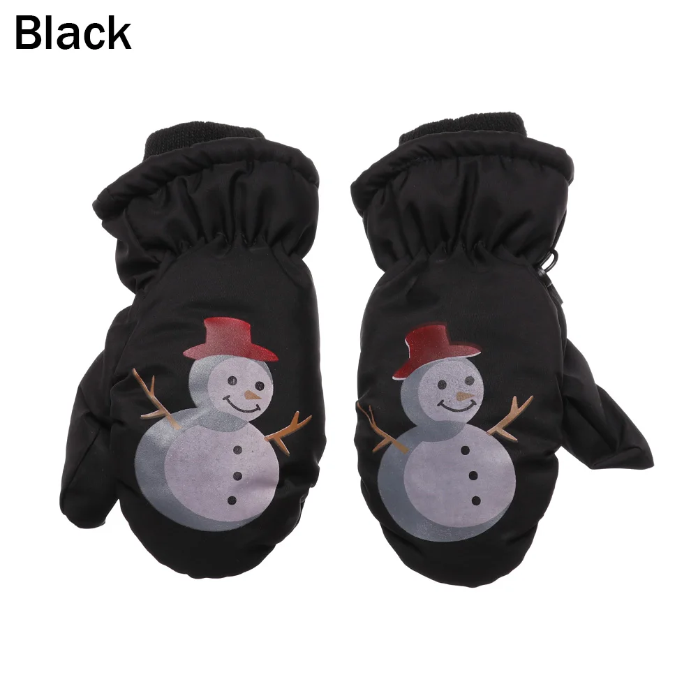 B-black Водонепроницаемые перчатки для мальчиков и девочек от 0 до 5 лет, Детские Зимние теплые перчатки, перчатки для катания на лыжах, велоспорта, альпинизма, ветрозащитные противоскользящие кожаные перчатки - Цвет: B-black