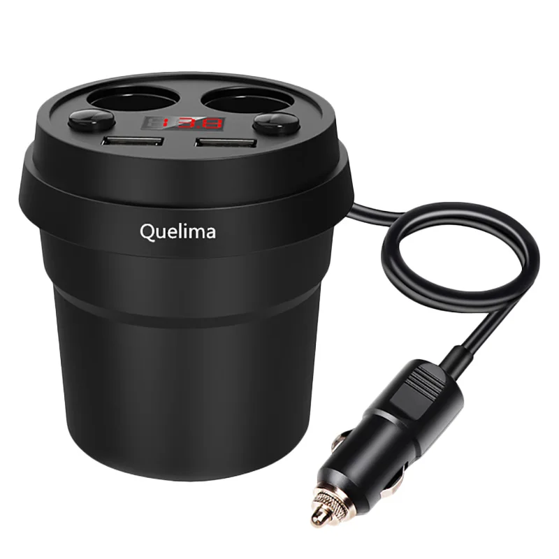 FFYY-Quelima 4 в 1 двойной USB+ двойной прикуриватель 3.1A автомобильное зарядное устройство чаша зарядный ток зарядное устройство для мобильного телефона для спорта