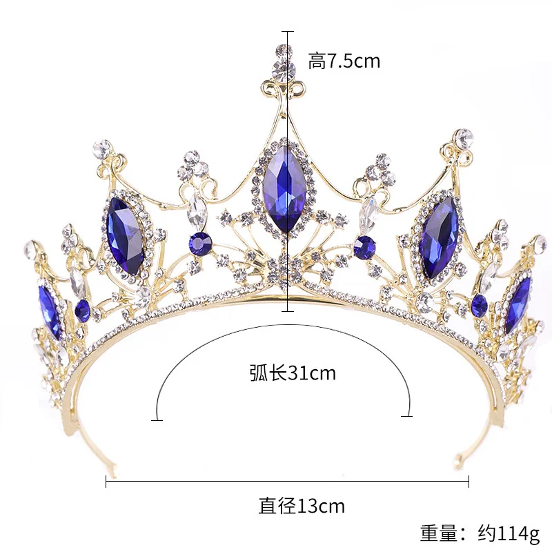 Европейский роскошный синий кристалл Корона Головные уборы Свадебные аксессуары для волос ювелирные изделия невесты диадемы принцессы короны