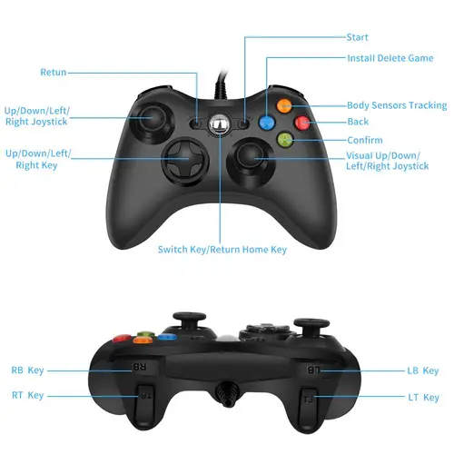 Xbox 360 USB 유선 게임패드, 슬림 컨트롤러, Windows 7 8/10 PC 지원, 스팀 게임 액세서리 4