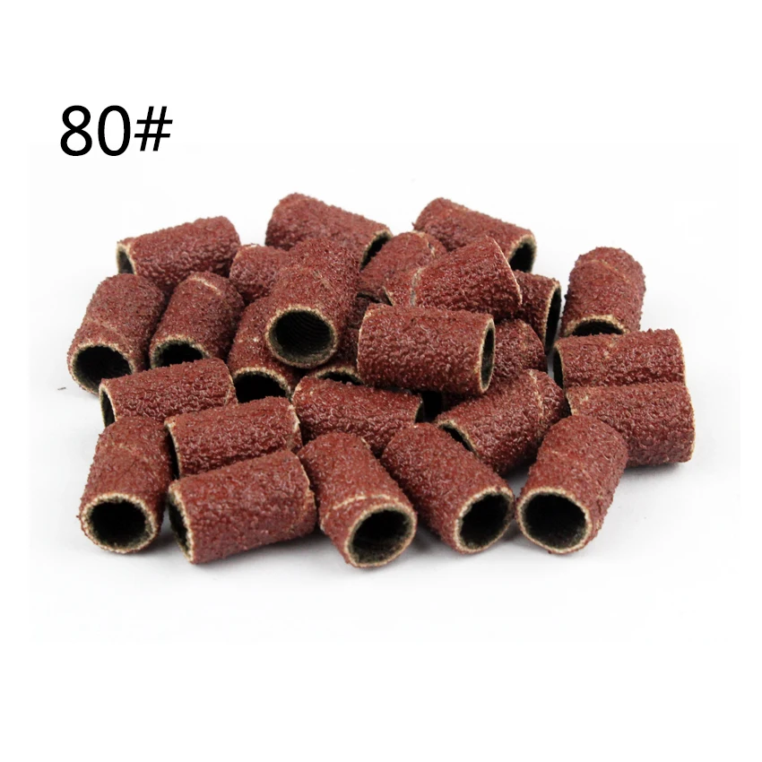 100Pcs/Pack#80#120#150#180#240 Sanding Bands Manicure Pedicure Nail Electric Drill Machine Grinding Sand Ring Bit