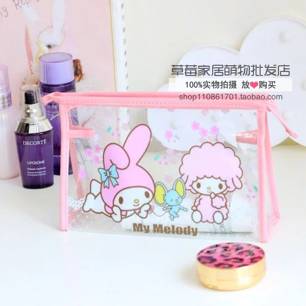 Мультяшный рисунок hello kitty My Melody Cinnamoroll, маленькие двойные звезды, ПВХ косметички, хранение туалетных принадлежностей, сумка для девочек