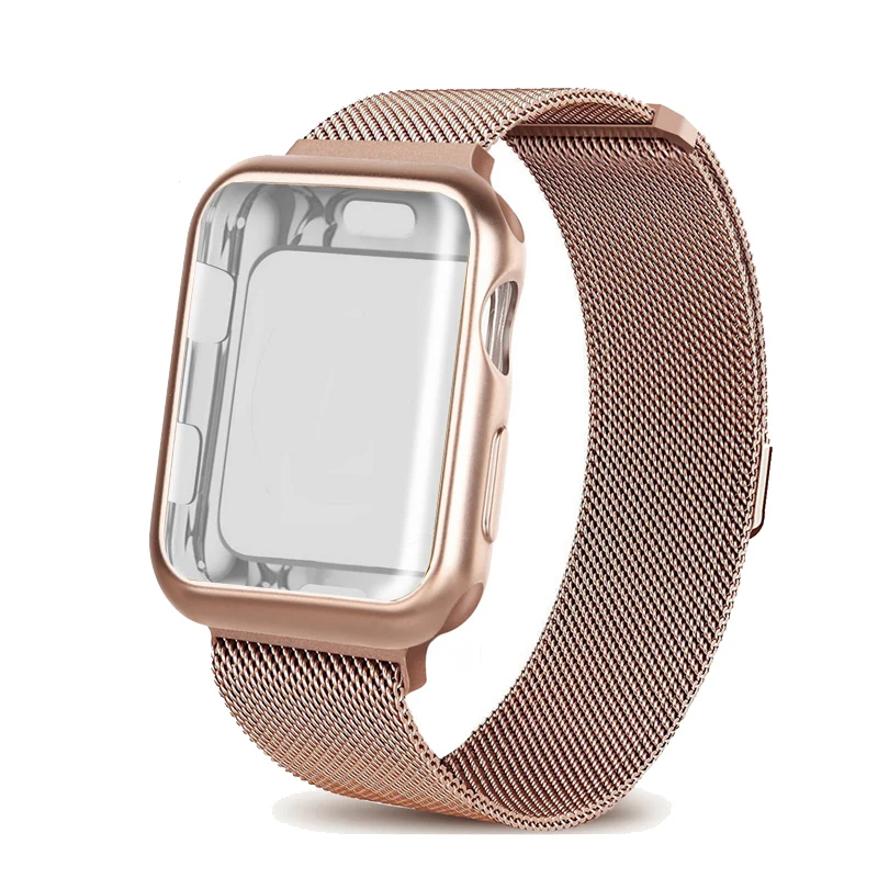 Rose gold Миланская петля, ремешок для часов аpple 44 мм 40 мм 38 мм 42 мм apple watch чехол для наручных часов iwatch серии 4/3/2/1 чехол для часов - Цвет ремешка: Rose gold