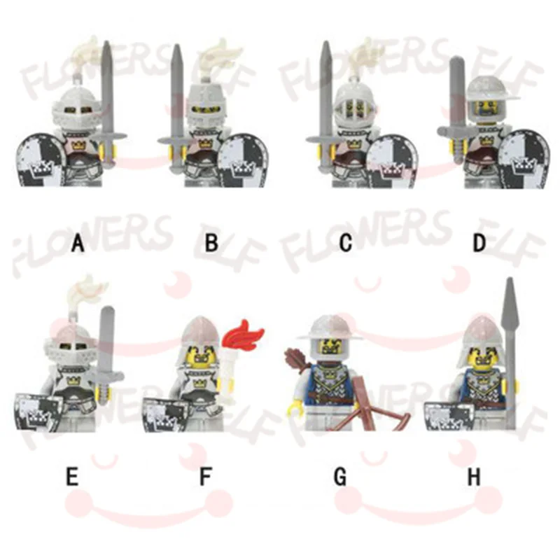 

10PCS Blue Lion Red Green Dragon Knight Mini Two-person Villain Middle Age Assembling Building Blocks Children'sToy Medieval Kni
