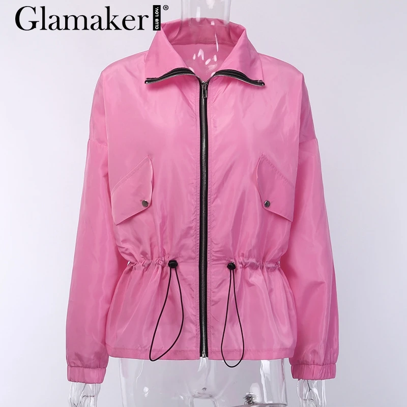 Glamaker отложной воротник короткий сексуальный жакет для женщин с длинным рукавом Высокая талия куртка с затяжкой Женская осенне-зимняя куртка в уличном стиле
