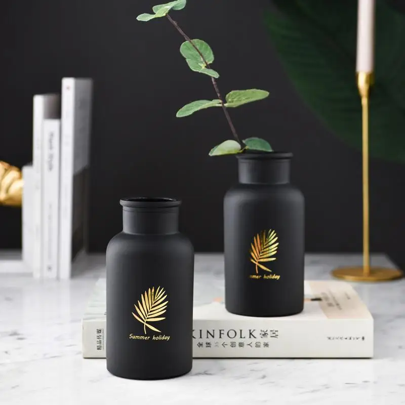 Черная стеклянная ваза для дома красивая винтажная спальни Современное