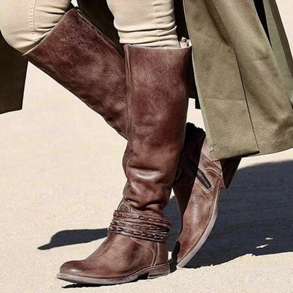 Обувь; модные женские ботинки; zapatos de mujer; женские ботинки на квадратном каблуке в стиле ретро; повседневные мотоботы с молнией сзади