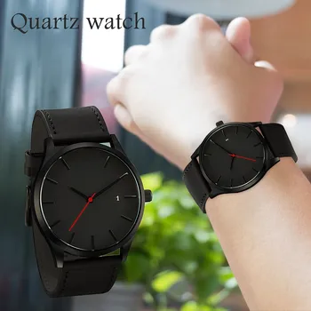 

Simple Design Couple Watch Leather Band Analog Quartz Round Retro Wrist Watch Business Men Women Watch Fashion Casual Clock New