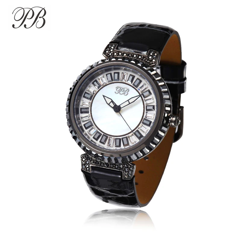 PB часы женские многоцветный кристалл натуральный жемчужный циферблат наручные