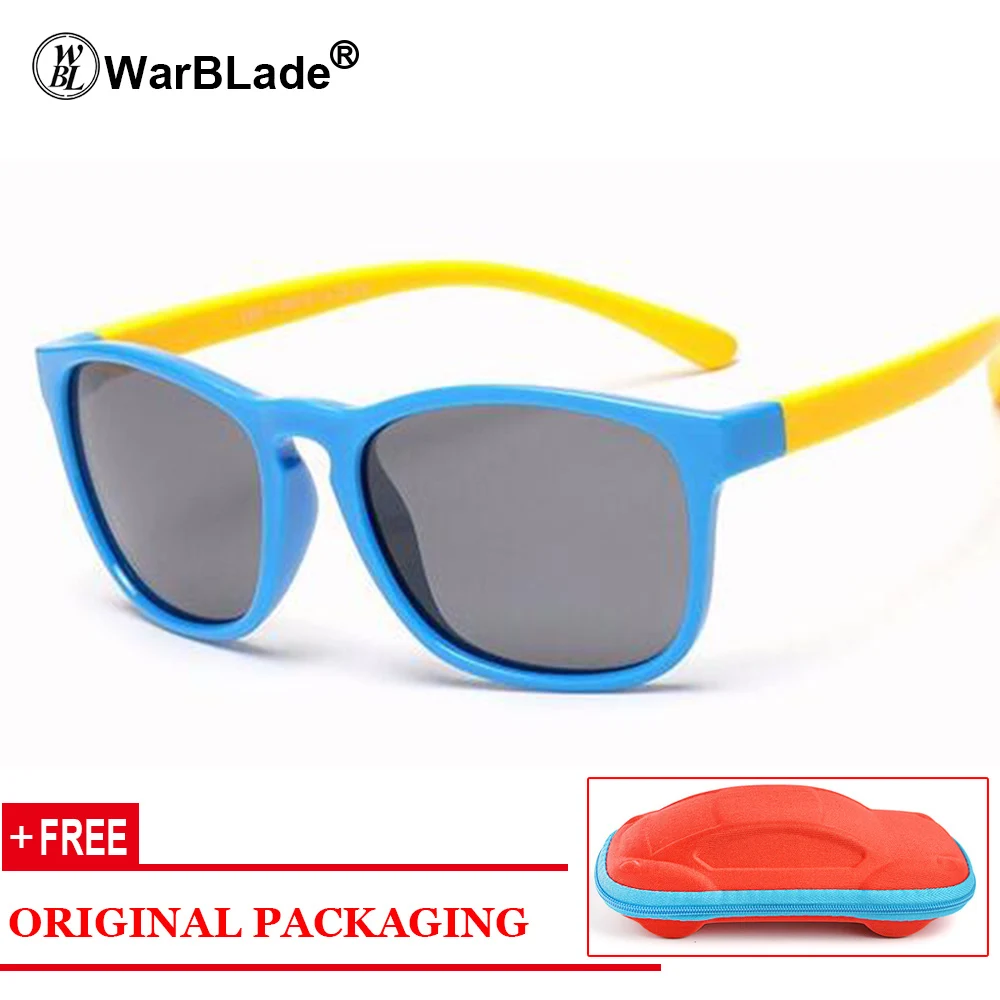 blue yellow Детские очки с гибкой оправой, крутые солнцезащитные очки, УФ защитные очки, солнцезащитные очки для мальчиков и девочек с футляром, детские солнцезащитные очки UV400 - Цвет линз: blue yellow