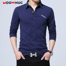Мужские поло с длинными рукавами, модная рубашка поло, хлопковые рубашки Hombre, Мужская одежда, мужские деловые повседневные однотонные брендовые рубашки 5XL MOOWNUC