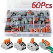 Terminales reutilizables para Conectores eléctricos, abrazadera de bloque de alambre, Cable de Terminal, carcasa de cables para electrónica, para Wago, 30/60 Uds.