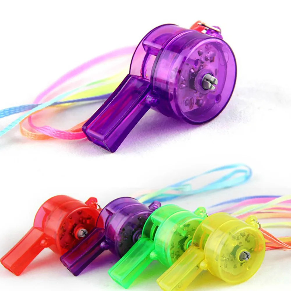 

Flashing Whistle Colorful Lanyard LED Light Up Fun In the Dark Party Rave Kid Child Christmas Gift Fun Eject Electronic Toys