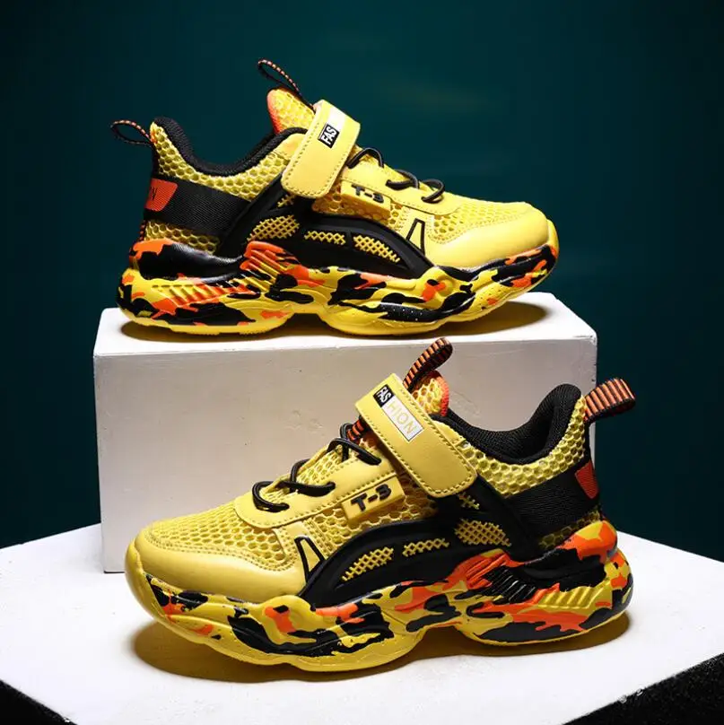 Детская обувь Новинка весна лето сетчатые туфли для мальчиков дышащая сетчатая