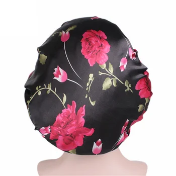 

Hair Satin Bonnet Hair Styling Cap For Sleeping Shower Cap Silk Night Sleep Head Women Cover Wide Elastic Band Tool Hair Styling