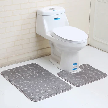 

Bathroom Non-Slip Pedestal Rug + Lid Toilet Cover + Bath Mat