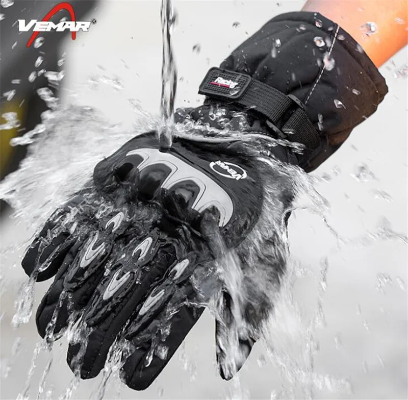 VEMAR зимние Мотоциклетные Перчатки флисовые сохраняющие тепло дышащие Guantes Moto Luvas мотоциклетные Нескользящие водонепроницаемые перчатки для мотокросса