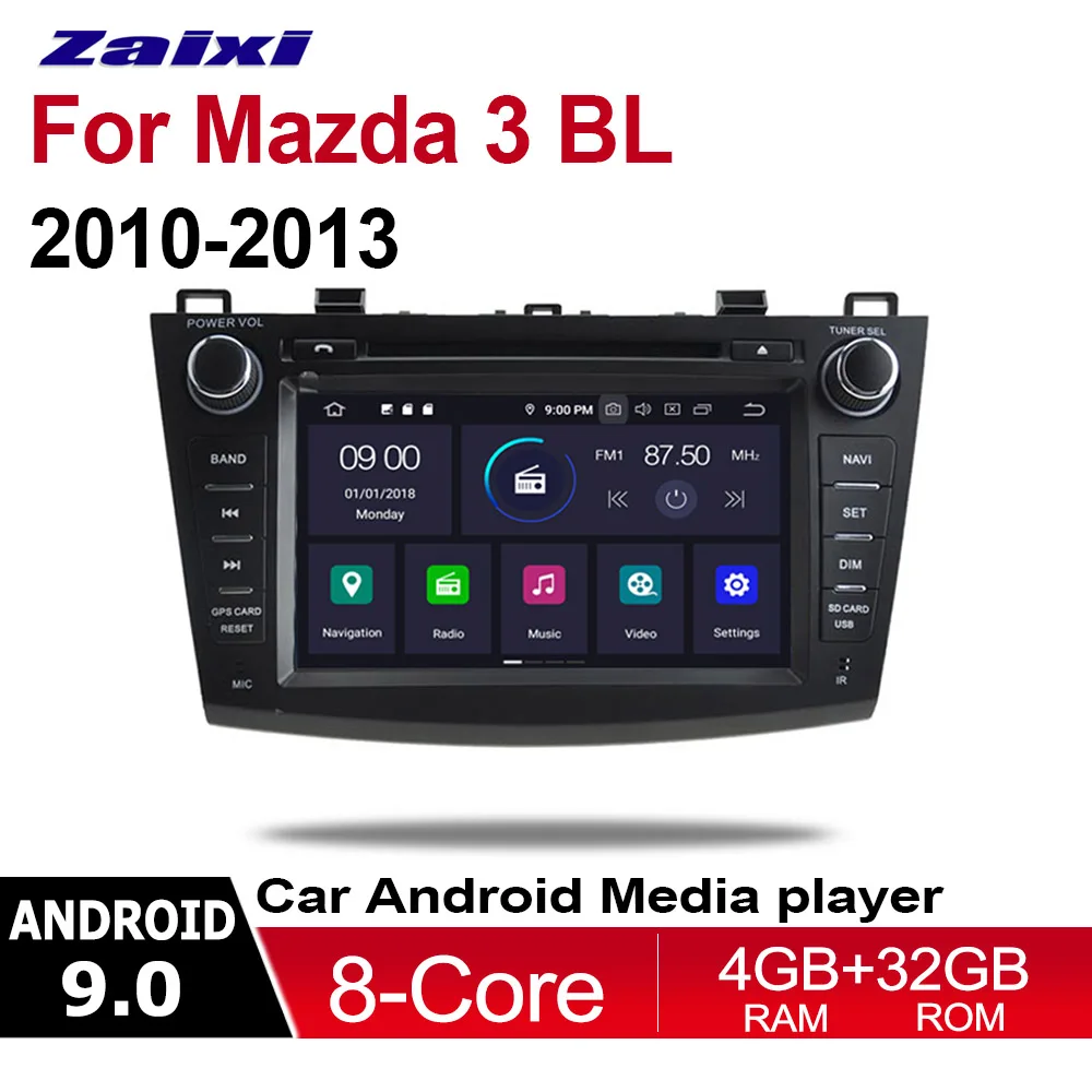 ZaiXi 2din Android для Mazda 3 BL 2010~ 2013 gps 9,0 Восьмиядерный 4 Гб ram автомобильный DVD Радио BT навигационная карта система мультимедийного плеера wifi - Цвет: Standard machuine