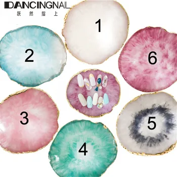 

1Pc Round False Nail Tips Display Board Resin Stone Color Painting Palette Holder Practice Nail Art Tools Manicure Accessories