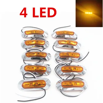 

For CYAN SOIL BAY 10X Amber 4 Led Side Marker Light Lamp Clearance Trailer Truck Lorry 12V 24V