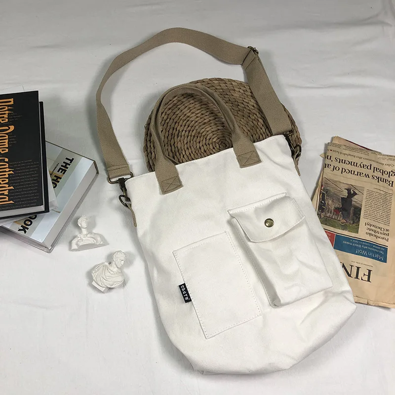 

Hong Kong Style MORI Series Retro Canvas dai dou Backpack Adorable Some Acridine Japanese Korean of Shoulder Bucket Bag