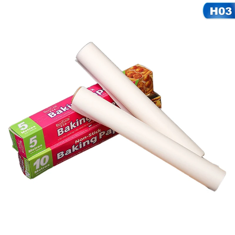 10/20m*30cm Baking Paper Barbecue Double-sided Silicone Oil Paper Parchment Rectangle Oven Oil Paper Baking Sheets Bakery BBQ