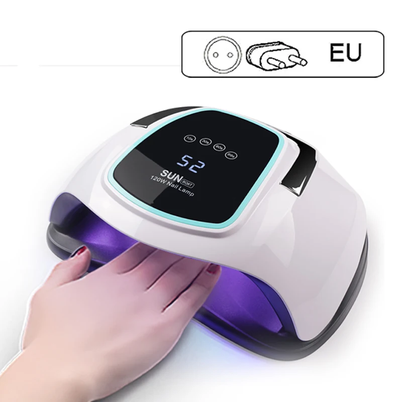 SUN BQ6T 120 Вт лампа для ногтей светодиодный Сушилка для ногтей для сушки гель-лака Quick 10 S/30 S/60 S/90 S синхронизация маникюрные инструменты Сушилка для ногтей ЖК-дисплей - Цвет: EU Plug 120W