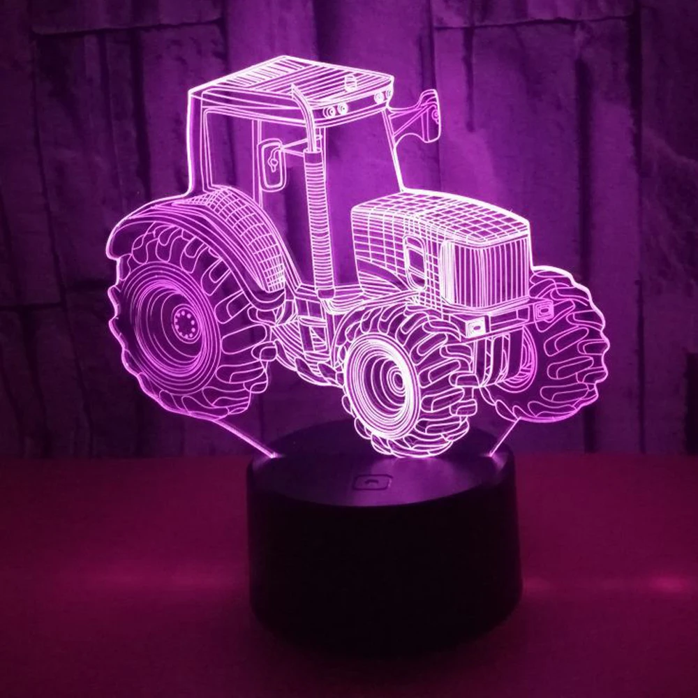 Новый 3D Трактор Автомобиль Иллюзия светодиодный Ночной светильник 7 цветов Изменение Smart Touch настольная лампа Декор магазин подарков бар