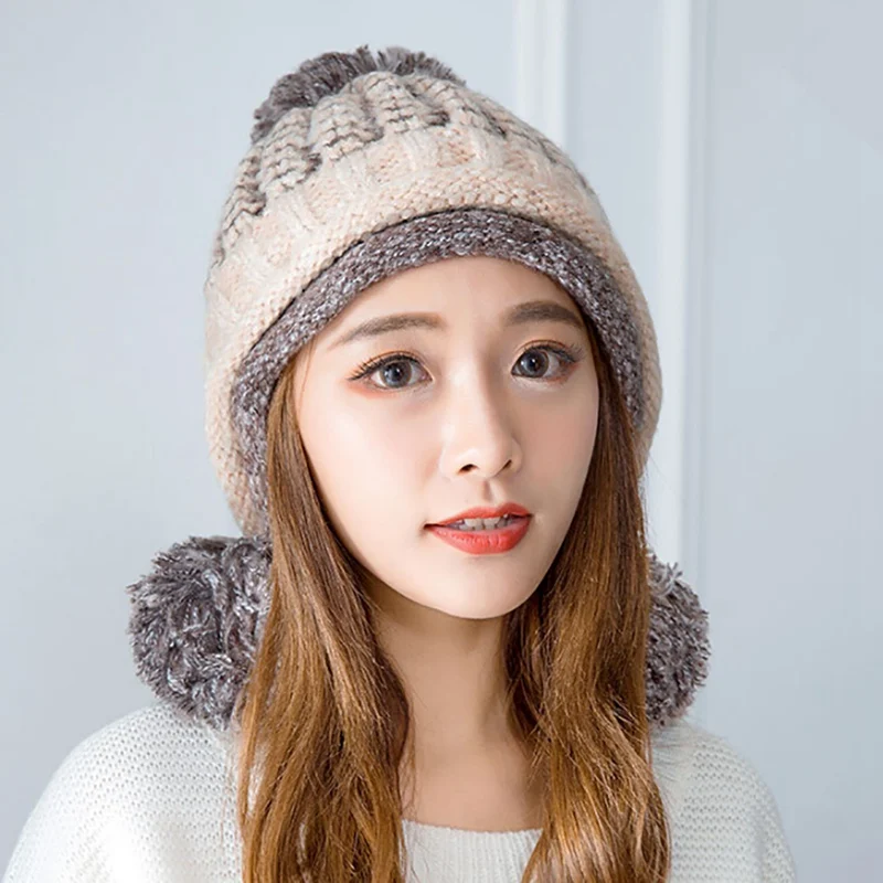 Outdoor Beanies Cap Thick Thermal Knitted Hat Headwear Snowboarding Skiing Apparel Accessories For Women new