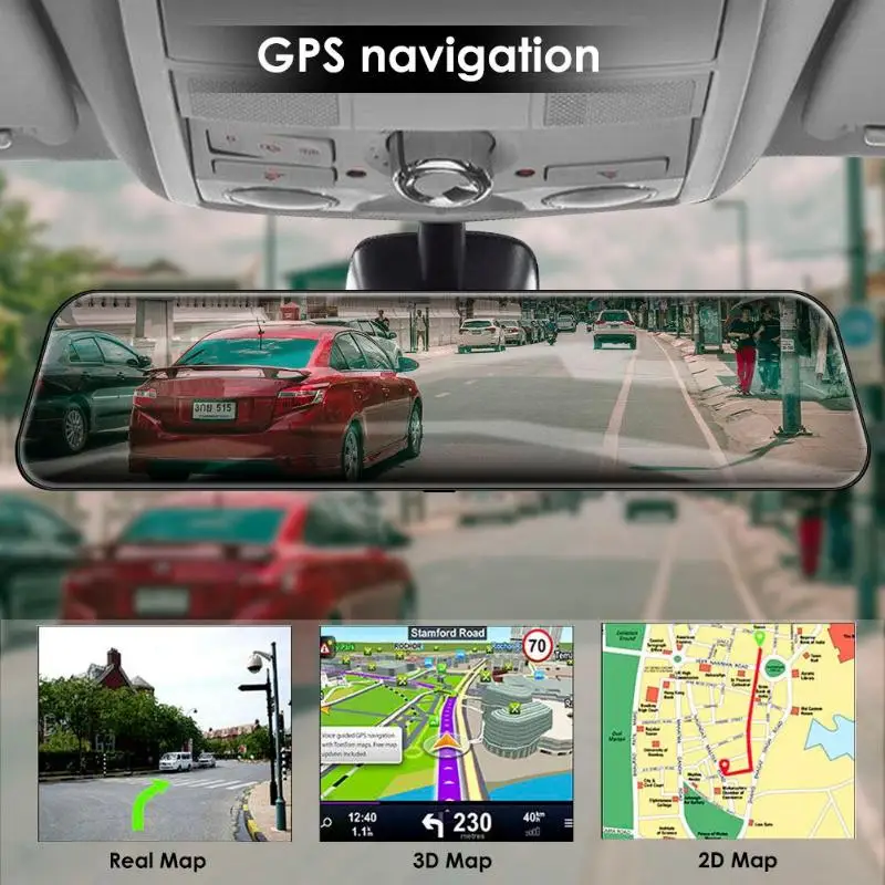 12 дюймов 4G Android 8,1 четырехъядерный Автомобильный видеорегистратор Камера gps навигация двойной объектив зеркало заднего вида видеорегистратор FM цифровой видеорегистратор