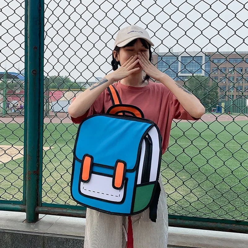 

Cartoon Cartoon Second Element Backpack Cool 2D 3D Backpack Large Capacity Forest Miu Miu Celebrity Style School Bag