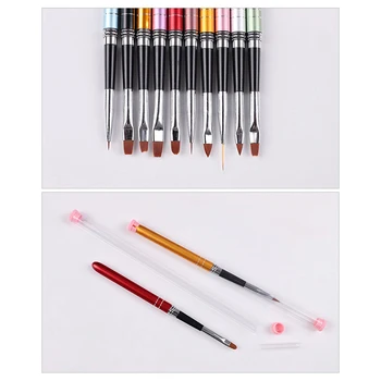 

10Pcs Nail Art Brush Set Acrylic Nail Art Pen UV Builder Gel Painting Dotting Brush Manicure Set Painting Stripes Flower Pen