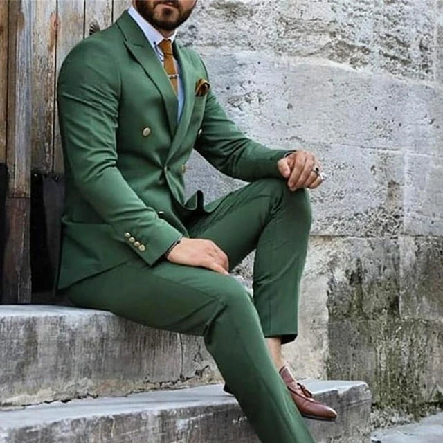 Abito da uomo verde Royal 2021 doppio petto Slim Fit abiti da cerimonia per  matrimoni formali