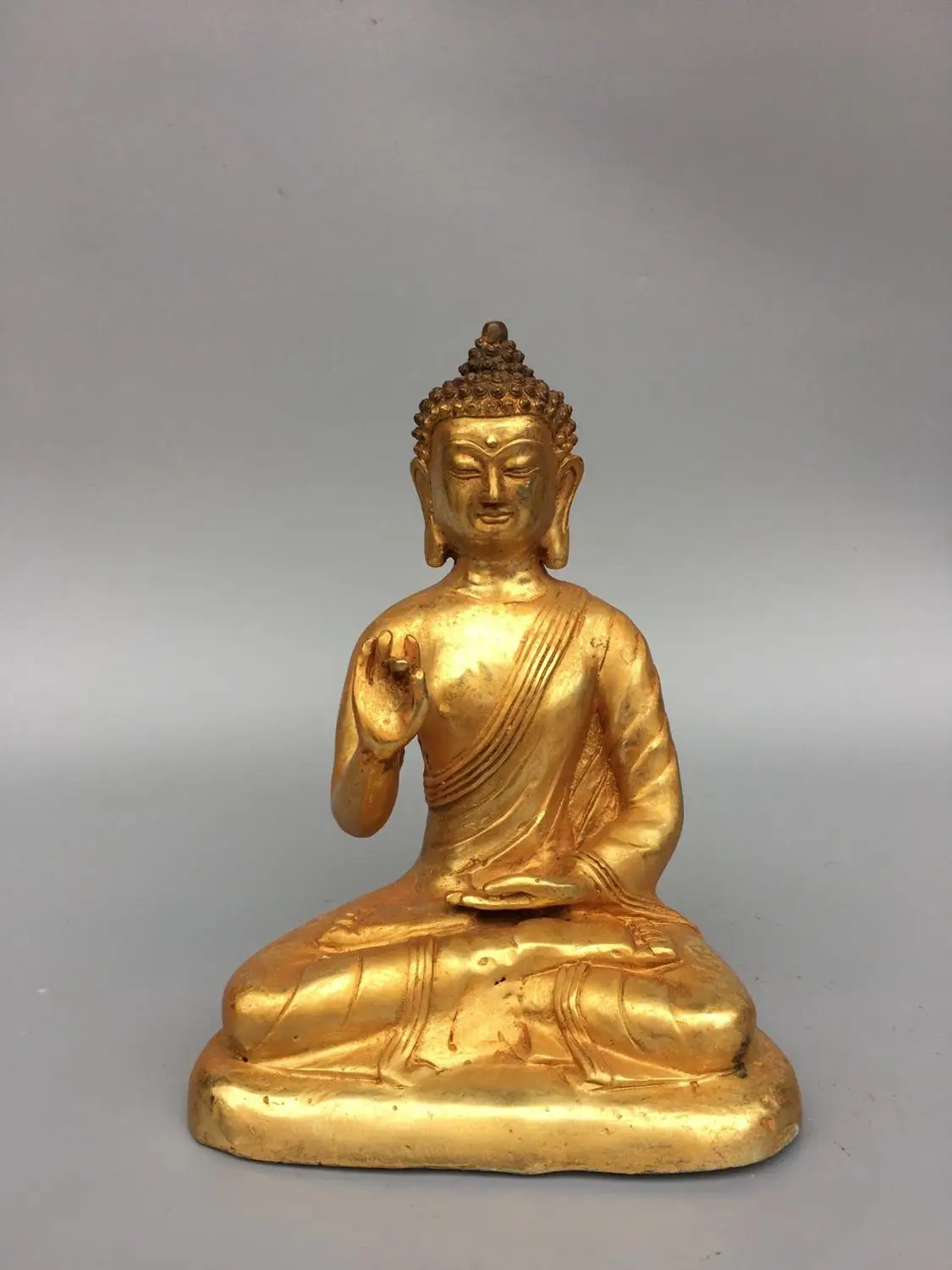 

Home Decor 8" Tibet Buddhism Temple Old Bronze Gilt Burning lamp ancient buddha Ancestor of ten thousand buddhas Amitabha statue