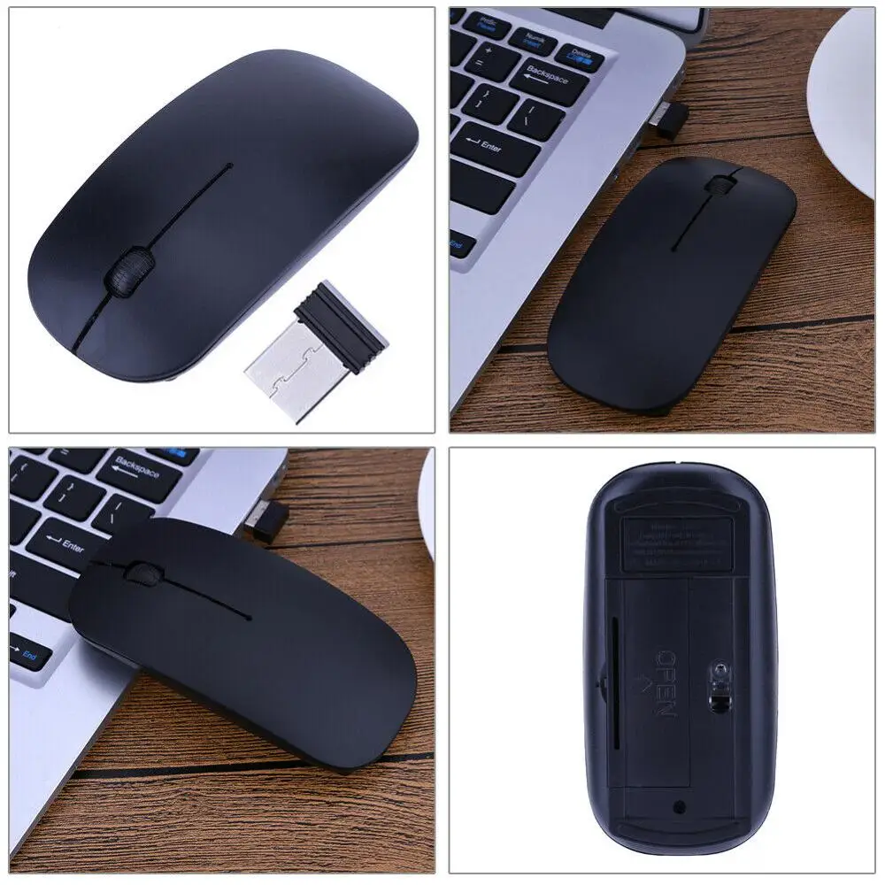 Ultra Slim 1600 DPI USB Optical Wireless Computer Mouse 2.4G Receiver Office Home Use Mouse for Apple Mac PC Laptop Mice