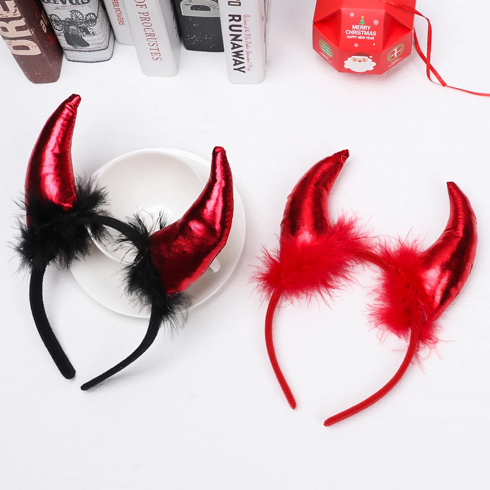 3 шт./компл. Хэллоуин дьявольская повязка на голову рог демона плюшевая для волос