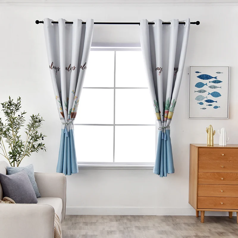 Plant Print Butterfly Short Blind For Living Room Bedroom Modern Window Curtains For Kitchen Blackout Curtains Door Drapes 185#4