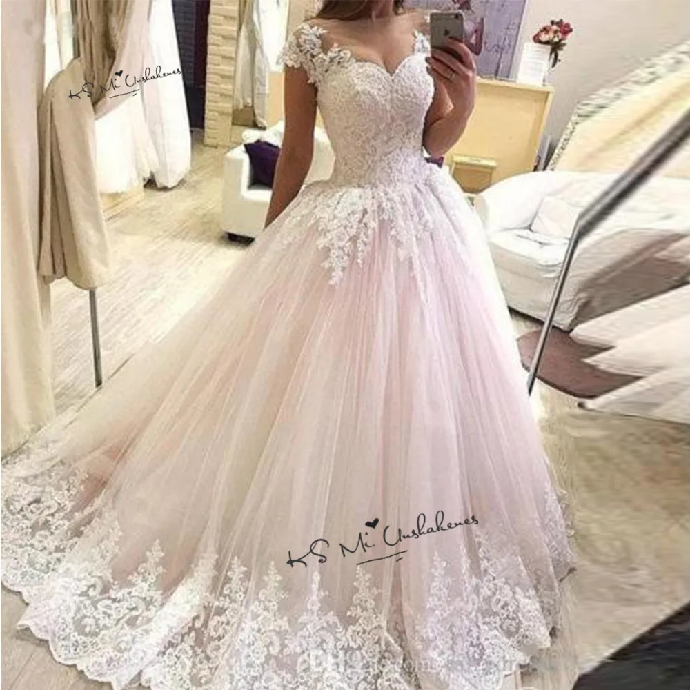 Свадебное платье-светильник розового цвета, кружевное платье Vestidos de Novia, свадебное платье принцессы с рукавом-крылышком и пуговицами, богемное платье невесты с коротким шлейфом