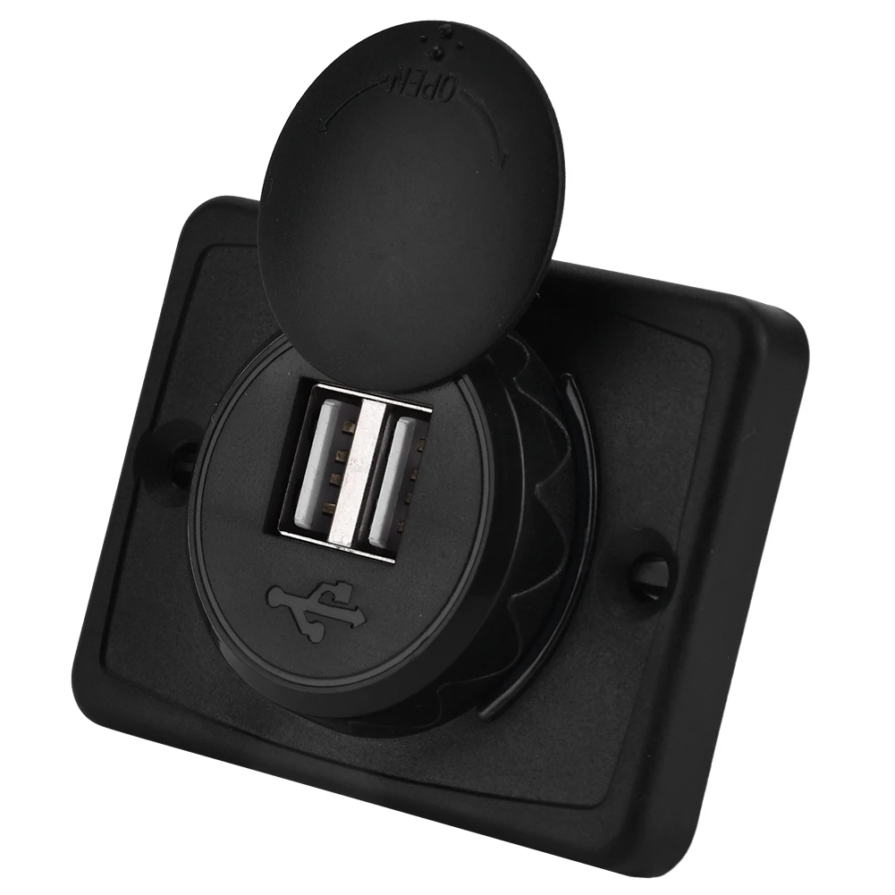 

Dual USB Car Charger 5V 3.1A Charger Socket Outlet Waterproof Cover Sockets 16W Intelligent Charging Technology For Ships RVs