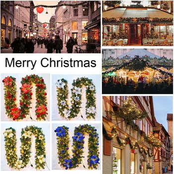 

2.7 M Christmas Led Rattan Garland Decorative Green Christmas Garland Artificial Xmas Tree Rattan Banner Decoration hot