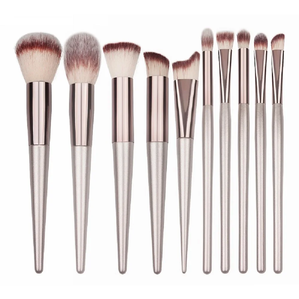 

10 Size Luxury Makeup Brushes Wooden Foundation Cosmetic Eyebrow Eyeshadow Brush Sets Cosmetics Tools brochas maquillaje
