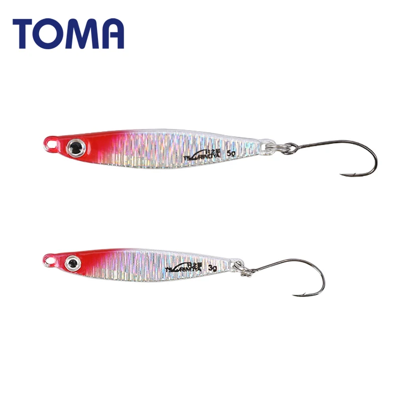 

TOMA Micro Slow Flat Fall Fishing Jigs 3g 5g Saltwater Long Cast Shore Fishing Lure Metal Jigging Spoon with Single Hooks Tackle