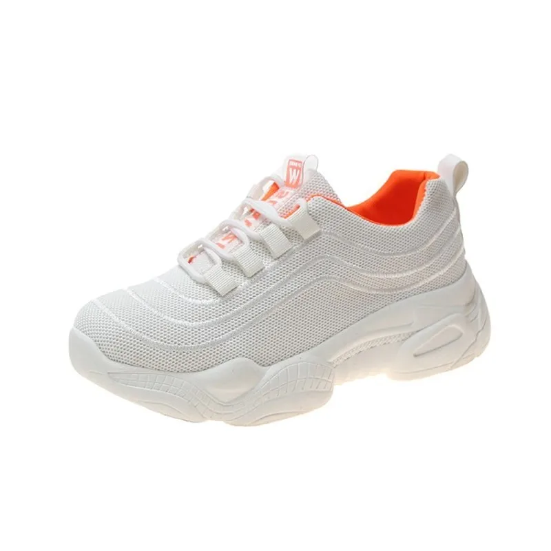 

Women Sneakers Knitting Female Solid Color Vulcanized Shoes Casual Slip On Flat Shoe Mesh Soft Lace-Up Walking Footwear J14-36