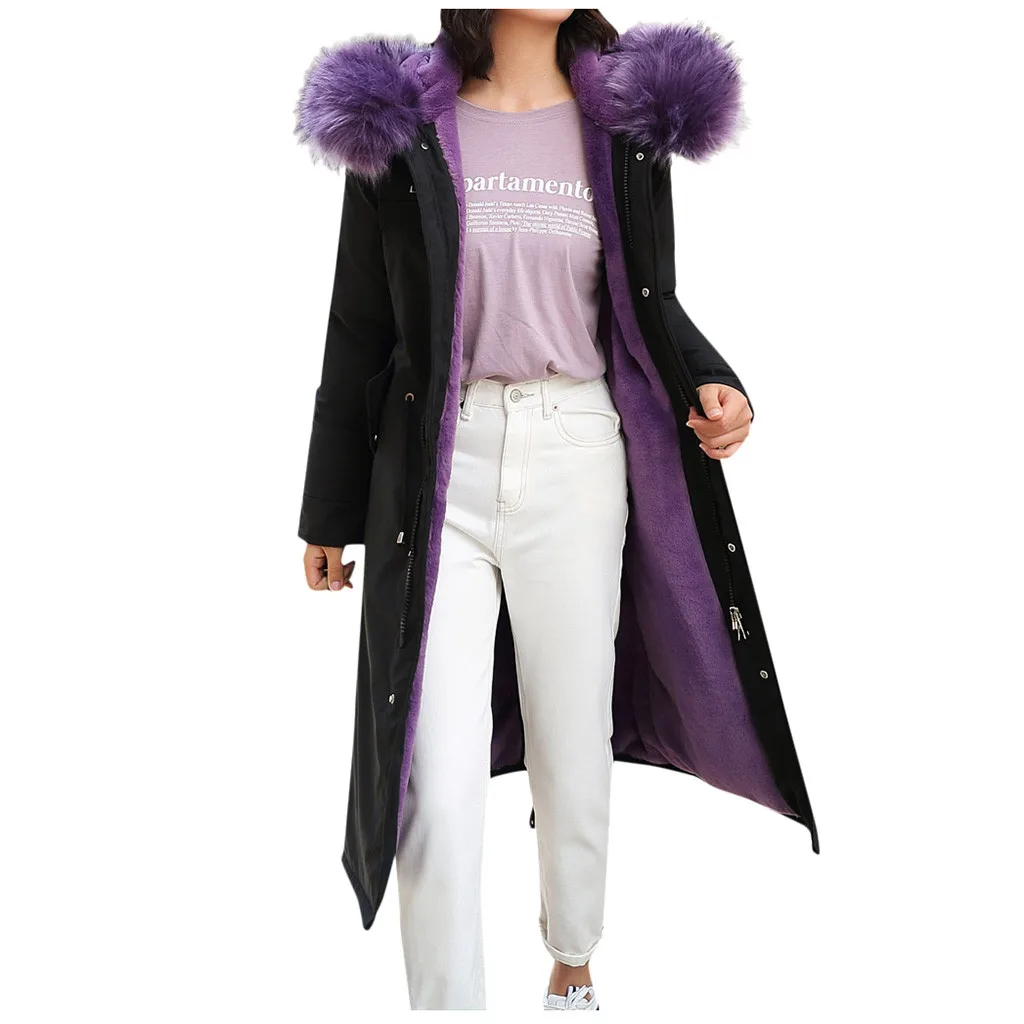 Purple JAYCOSIN X-Long Новое поступление приталенная женская зимняя куртка с хлопковой подкладкой теплое плотное Женское пальто длинное пальто парка женские куртки 9821 - Цвет: Purple