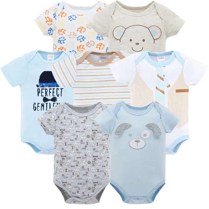 Одежда для малышей из 7 предметов г., Детские хлопковые комбинезоны с короткими рукавами для маленьких мальчиков и девочек, летний комплект одежды для малышей - Цвет: 207921092080