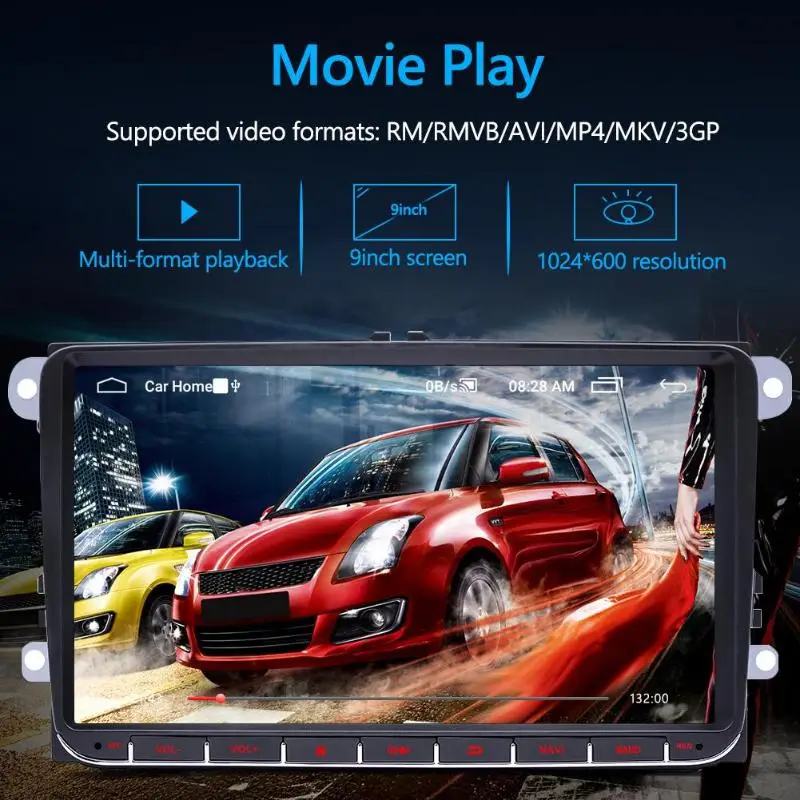 Автомагнитола с GPS навигацией 2 DIN Android 8 1 BT Wi Fi для VW USB автомагнитола