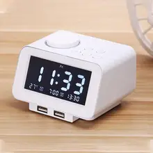 K8 Мини ЖК цифровой дисплей двойной usb Зарядка температура FM радио будильник